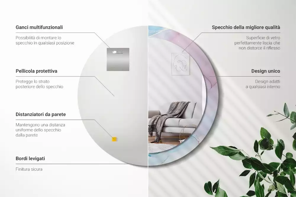 Kulaté zrcadlo s potiskem Mramorový styl