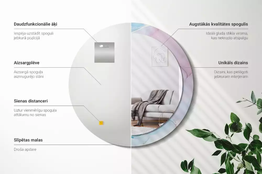 Kulaté zrcadlo s potiskem Mramorový styl