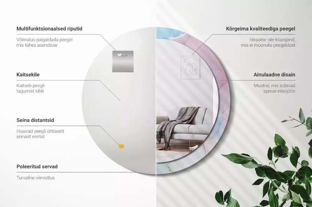 Kulaté zrcadlo s potiskem Mramorový styl