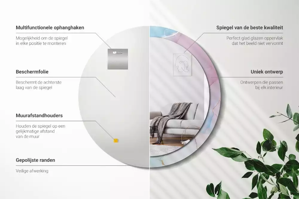 Kulaté zrcadlo s potiskem Mramorový styl