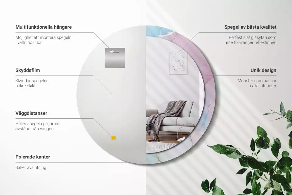 Kulaté zrcadlo s potiskem Mramorový styl