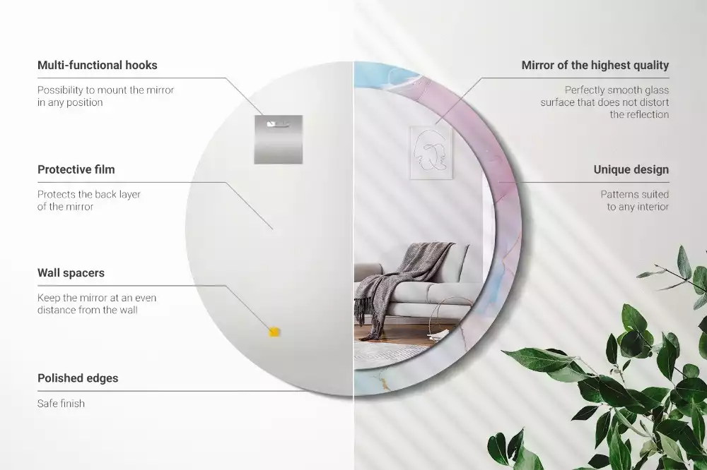 Kulaté zrcadlo s potiskem Mramorový styl