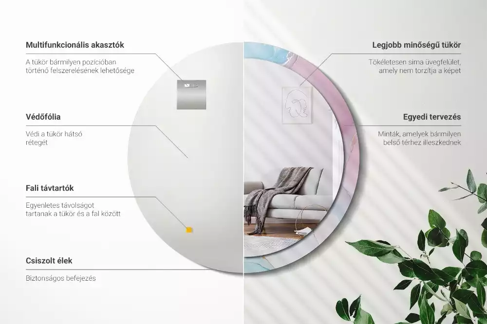 Kulaté zrcadlo s potiskem Mramorový styl