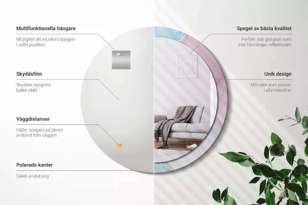 Kulaté zrcadlo s potiskem Mramorový styl