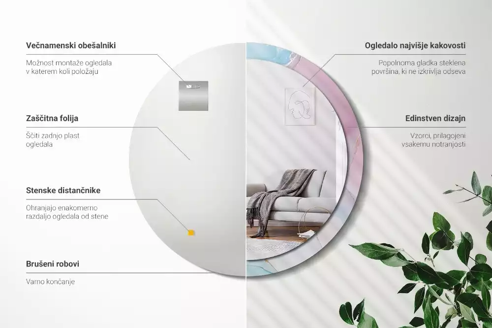 Kulaté zrcadlo s potiskem Mramorový styl