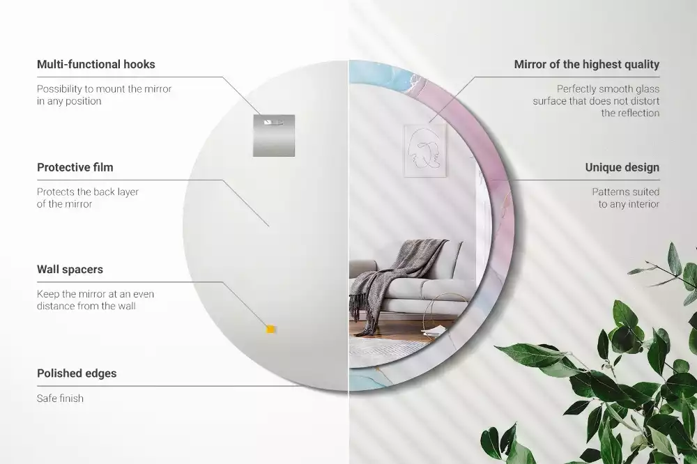 Kulaté zrcadlo s potiskem Mramorový styl