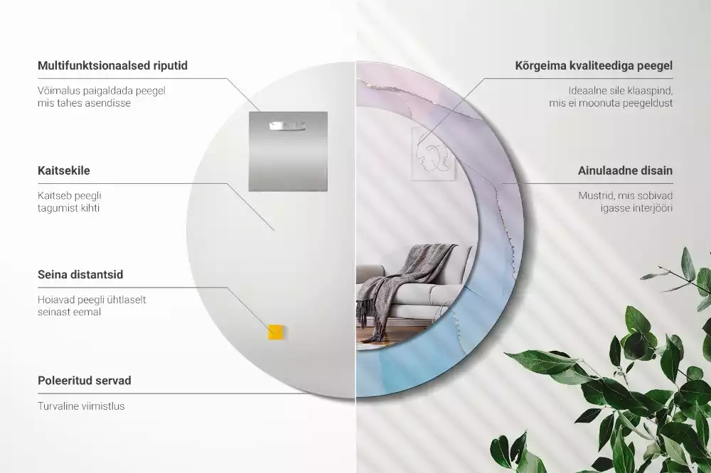 Kulaté zrcadlo s potiskem Mramorový styl