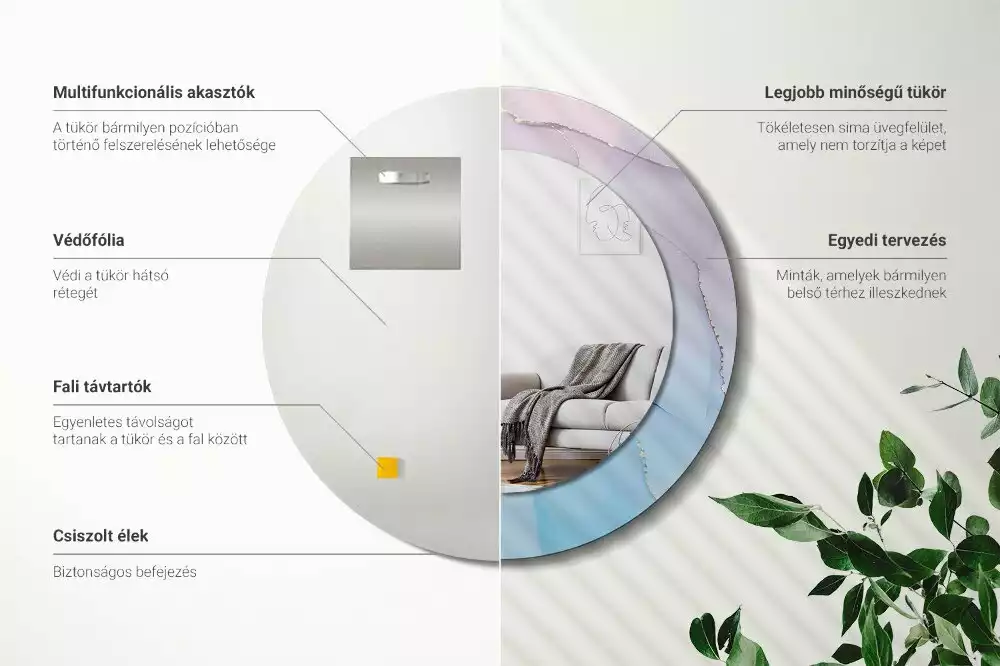 Kulaté zrcadlo s potiskem Mramorový styl