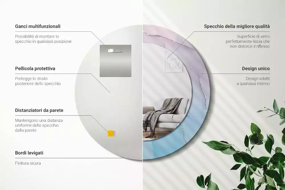 Kulaté zrcadlo s potiskem Mramorový styl