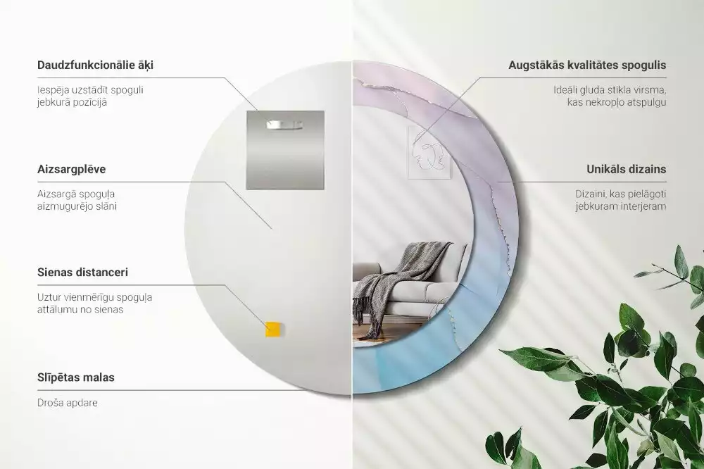 Kulaté zrcadlo s potiskem Mramorový styl