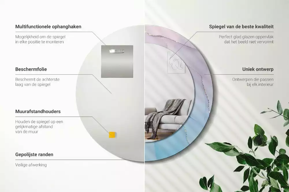 Kulaté zrcadlo s potiskem Mramorový styl