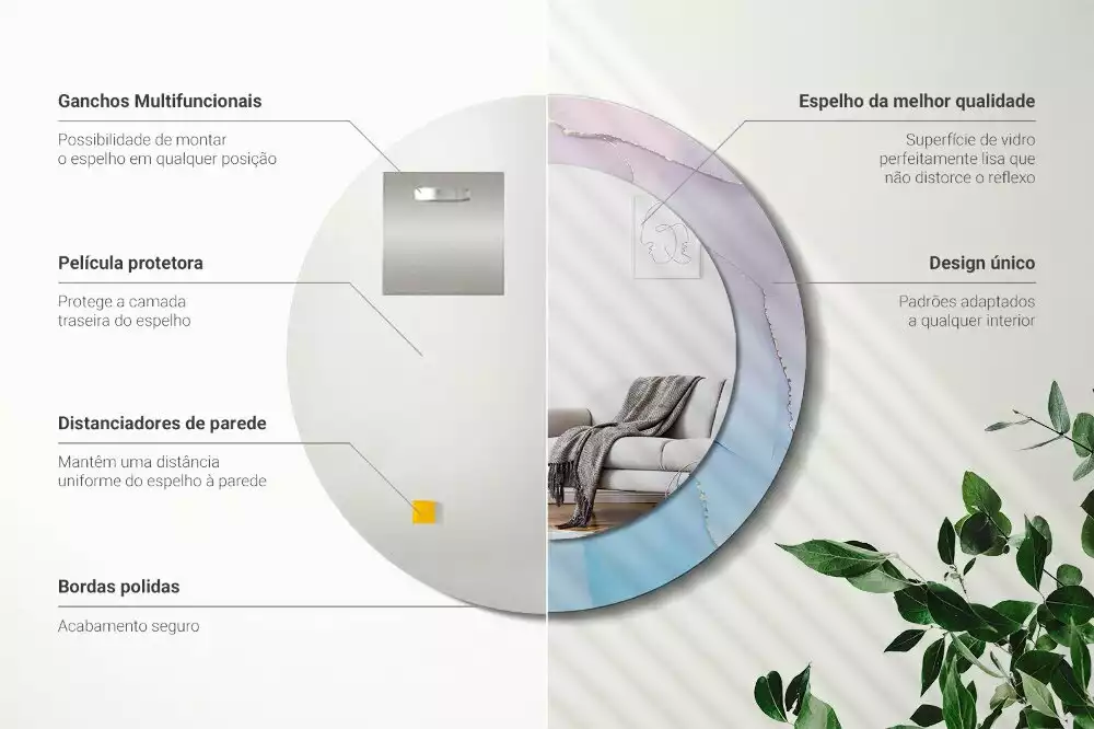 Kulaté zrcadlo s potiskem Mramorový styl