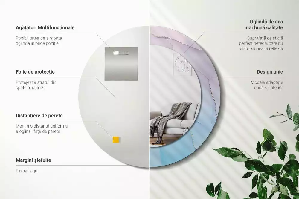 Kulaté zrcadlo s potiskem Mramorový styl