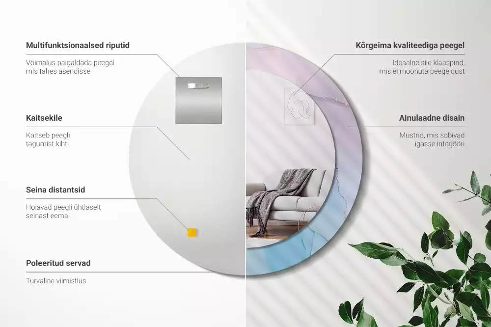 Kulaté zrcadlo s potiskem Mramorový styl