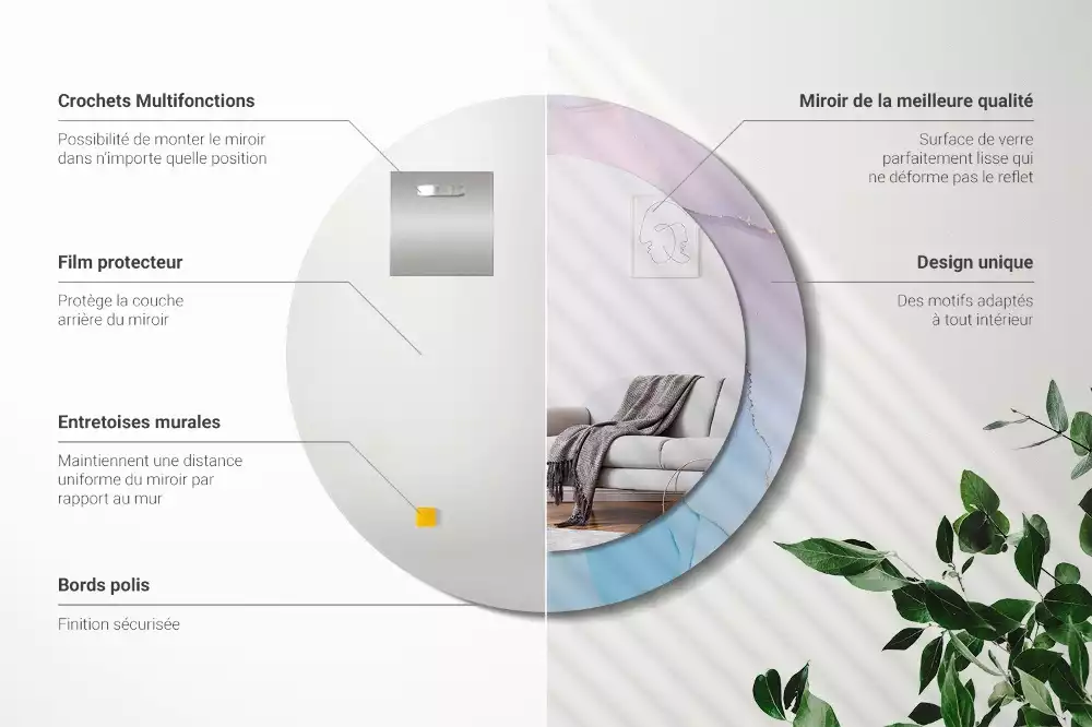 Kulaté zrcadlo s potiskem Mramorový styl