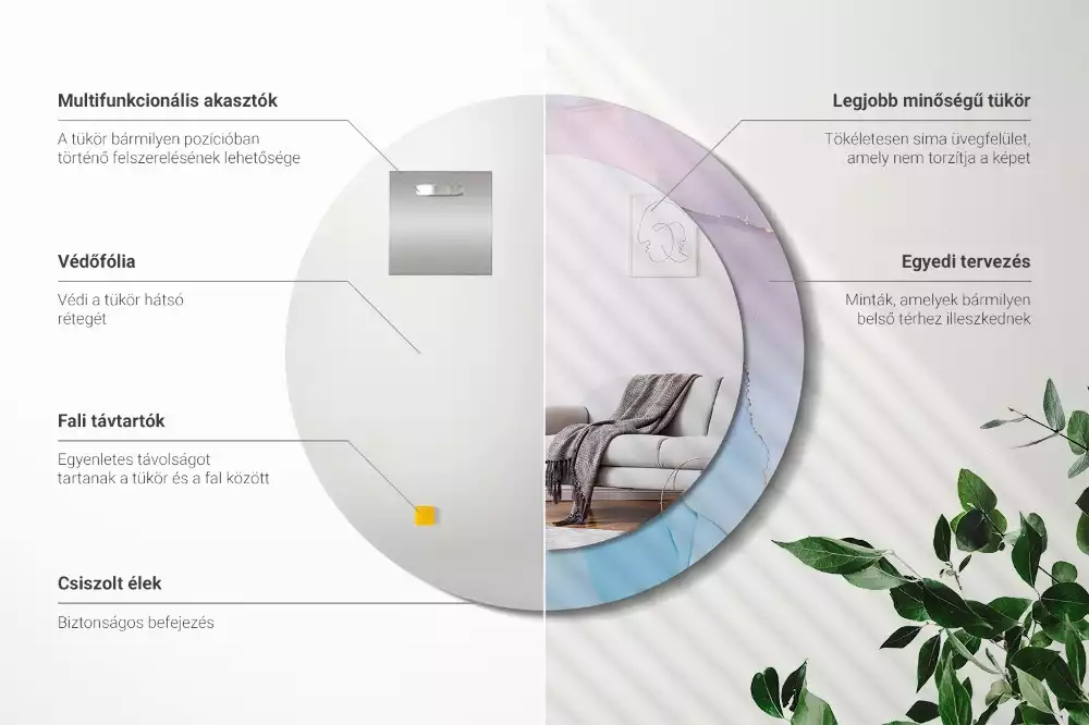 Kulaté zrcadlo s potiskem Mramorový styl