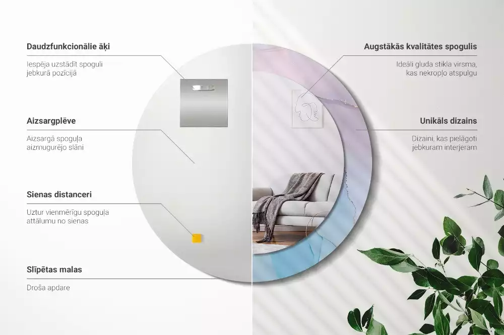 Kulaté zrcadlo s potiskem Mramorový styl