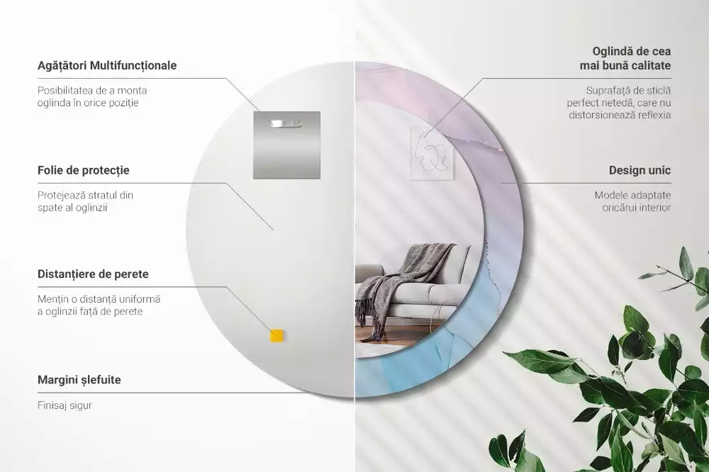 Kulaté zrcadlo s potiskem Mramorový styl