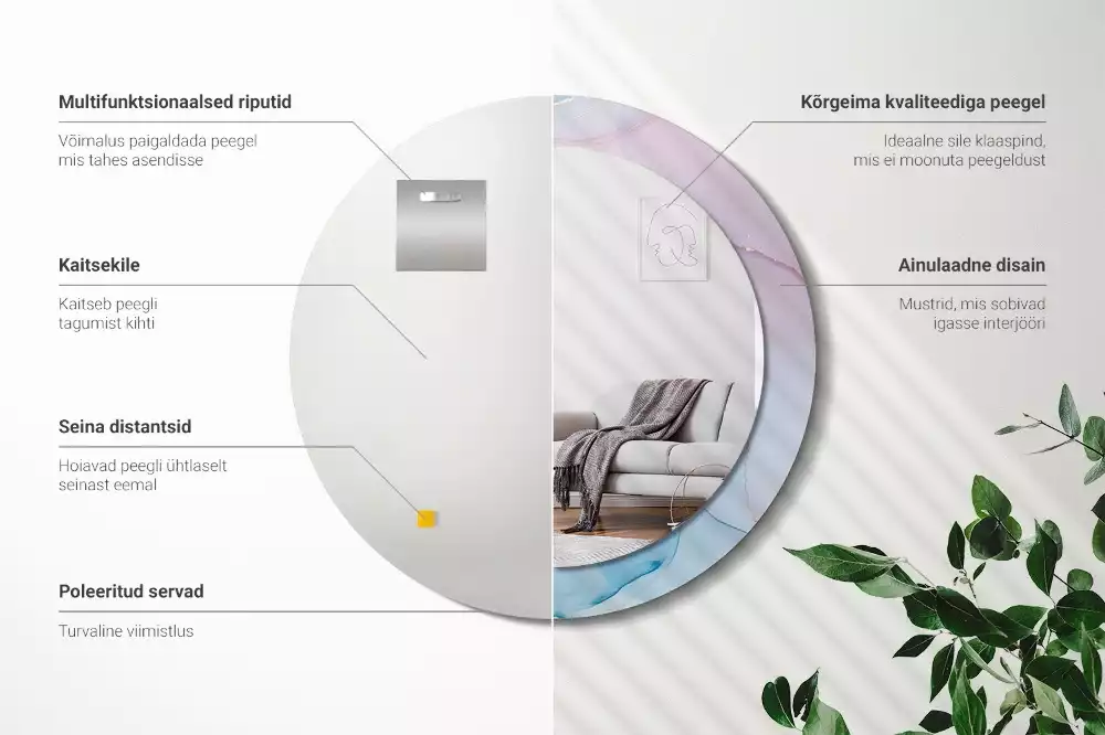 Kulaté zrcadlo s potiskem Mramorový styl