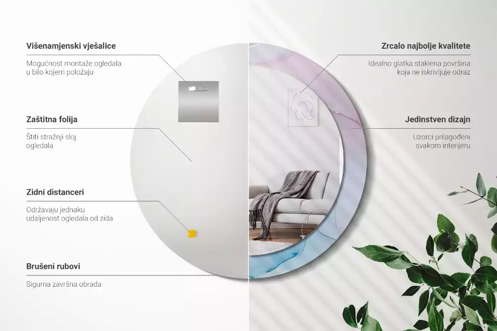 Kulaté zrcadlo s potiskem Mramorový styl