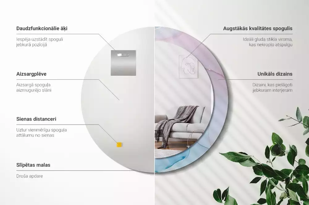 Kulaté zrcadlo s potiskem Mramorový styl