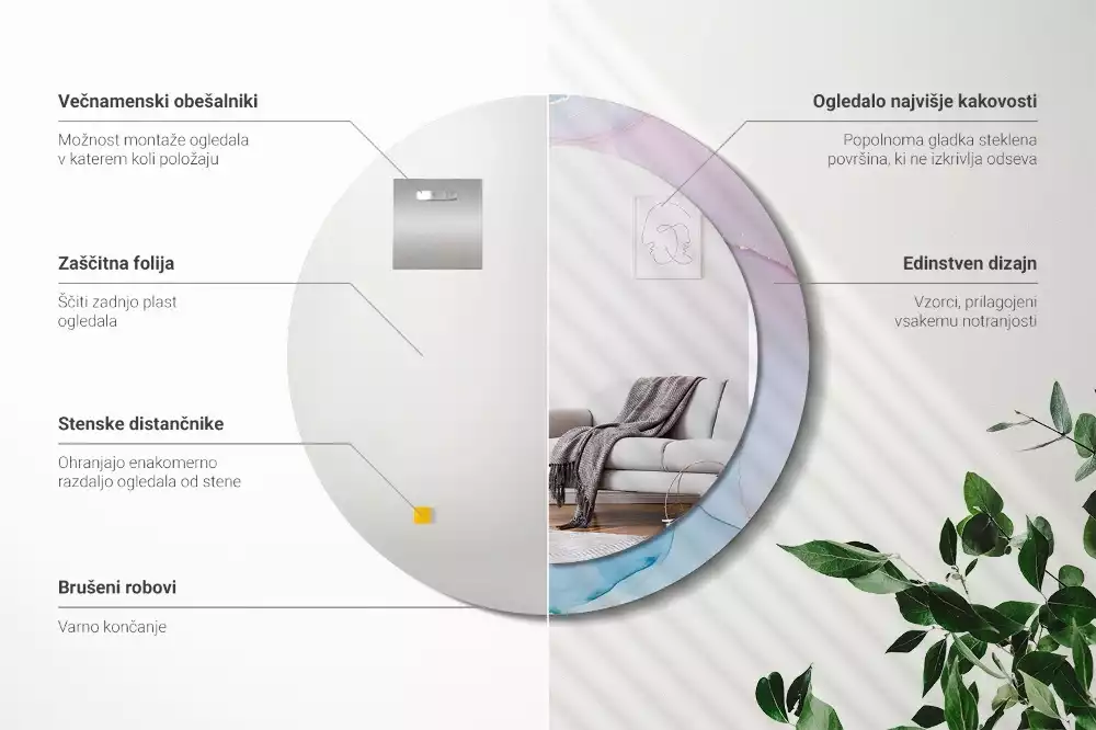 Kulaté zrcadlo s potiskem Mramorový styl