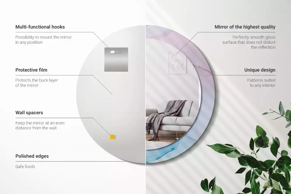 Kulaté zrcadlo s potiskem Mramorový styl