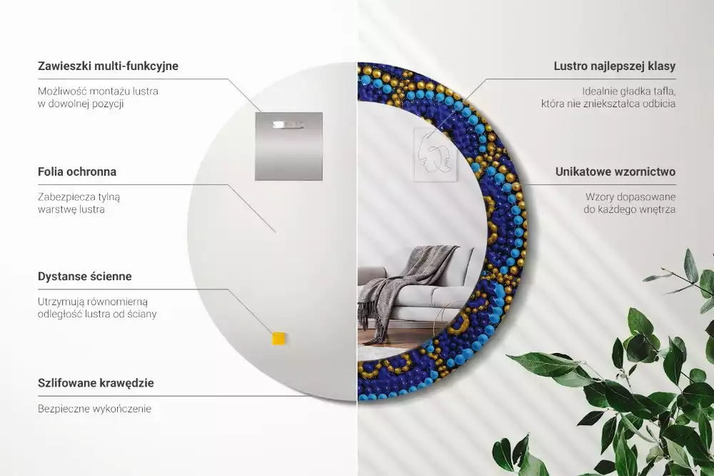 Kulaté zrcadlo s potiskem Karnevalový vzor