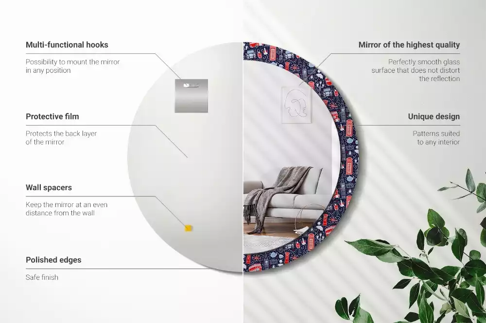 Kulaté zrcadlo s potiskem Londýn