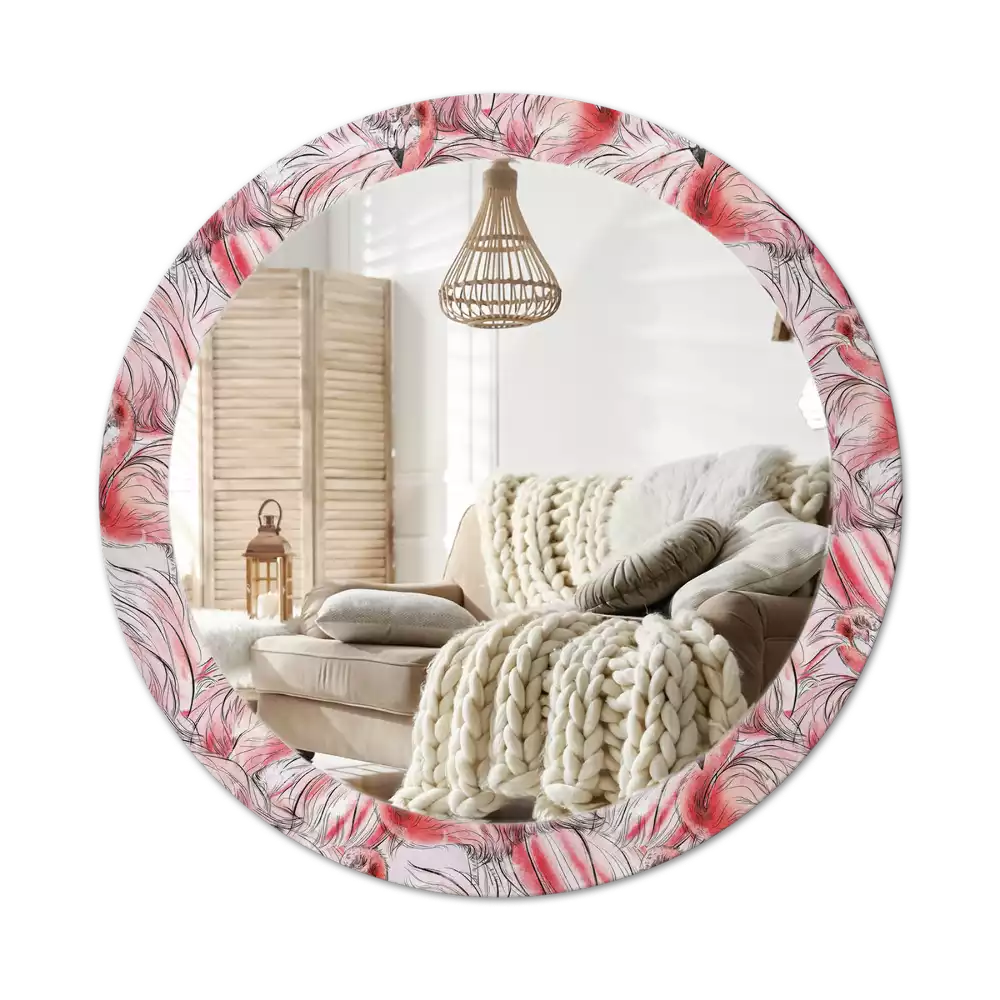 Kulaté zrcadlo s potiskem Plameňáci