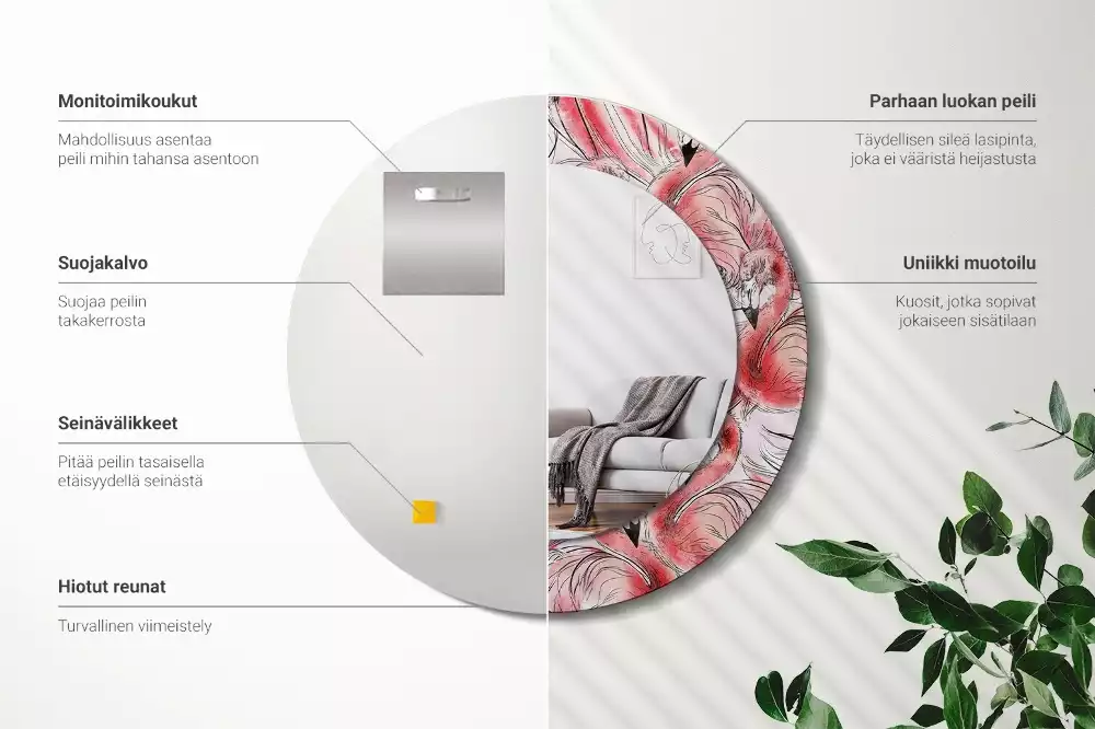 Kulaté zrcadlo s potiskem Plameňáci