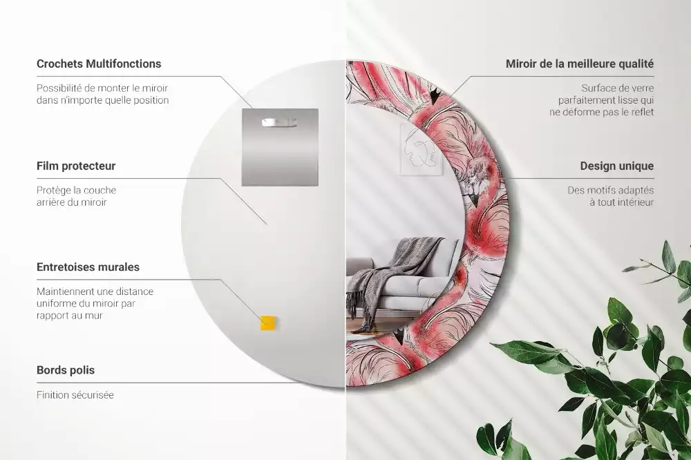 Kulaté zrcadlo s potiskem Plameňáci