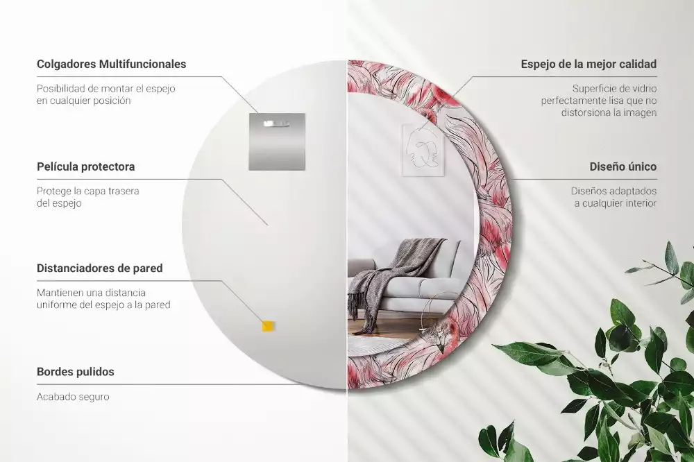 Kulaté zrcadlo s potiskem Plameňáci