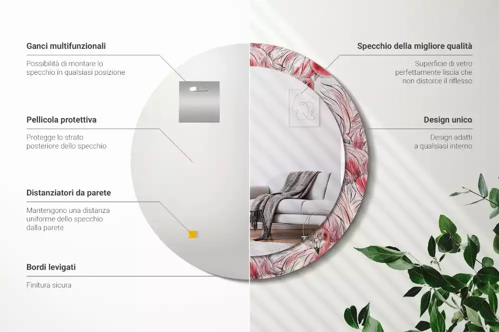 Kulaté zrcadlo s potiskem Plameňáci