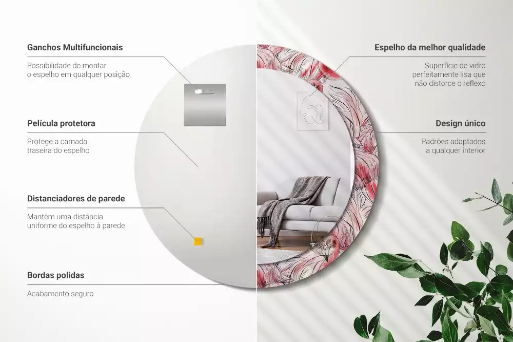 Kulaté zrcadlo s potiskem Plameňáci