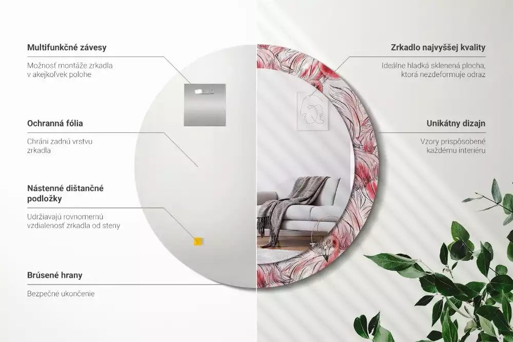 Kulaté zrcadlo s potiskem Plameňáci