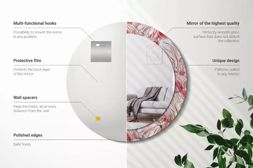 Kulaté zrcadlo s potiskem Plameňáci