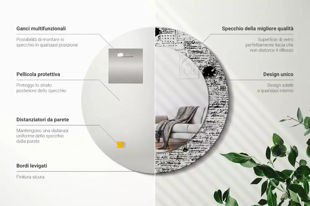 Kulaté zrcadlo s potiskem Klikyháky