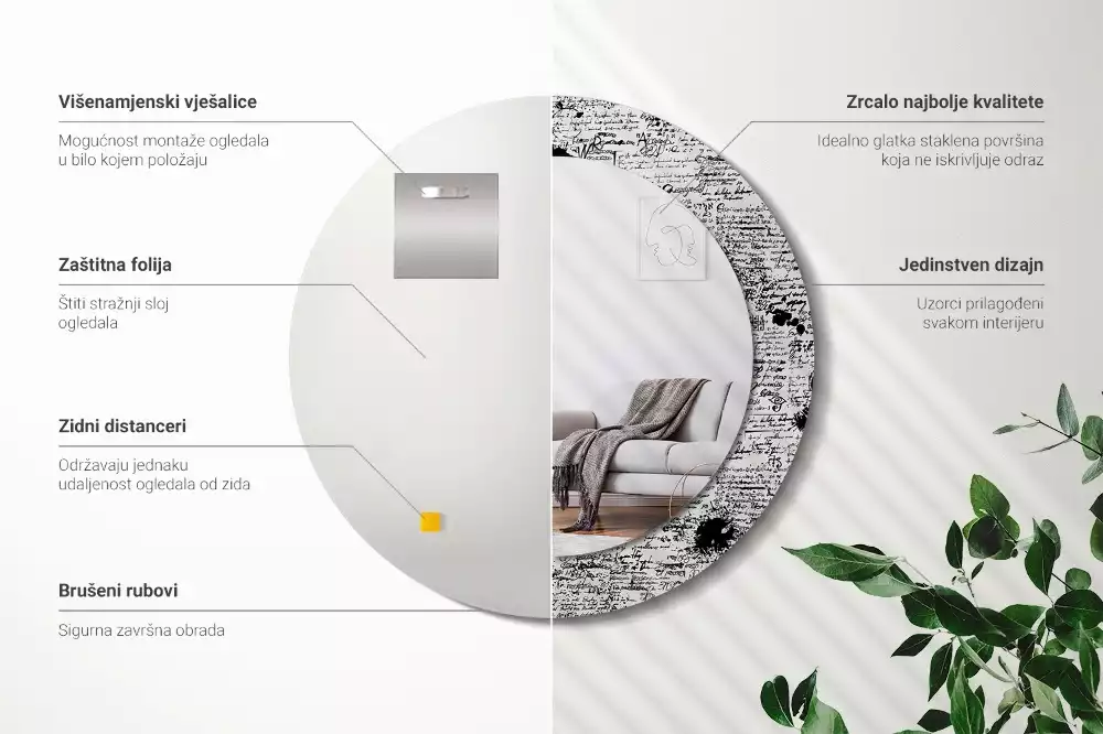 Kulaté zrcadlo s potiskem Klikyháky