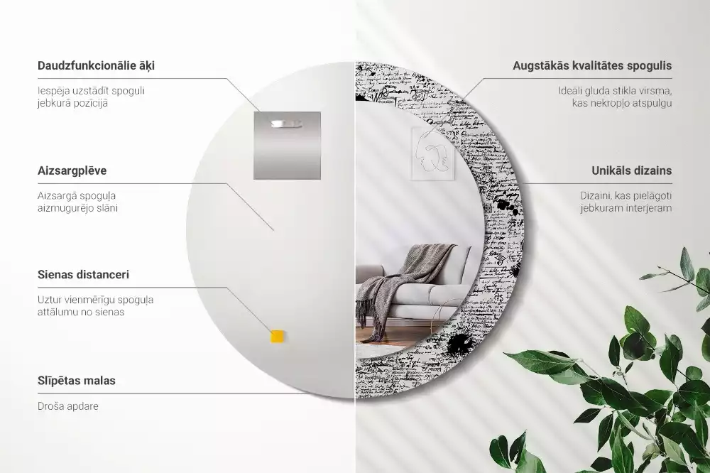 Kulaté zrcadlo s potiskem Klikyháky