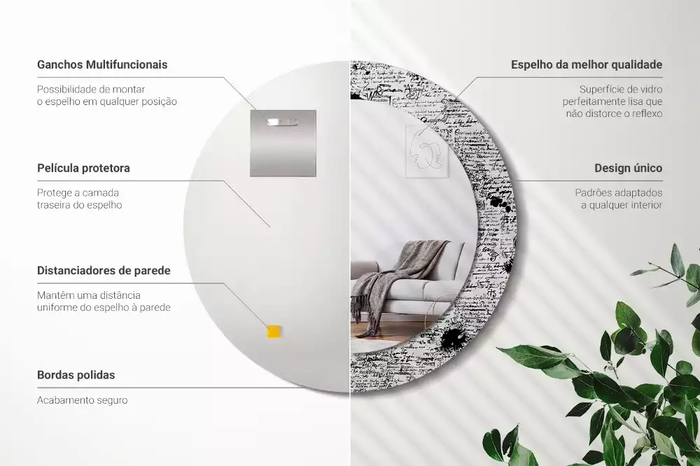 Kulaté zrcadlo s potiskem Klikyháky