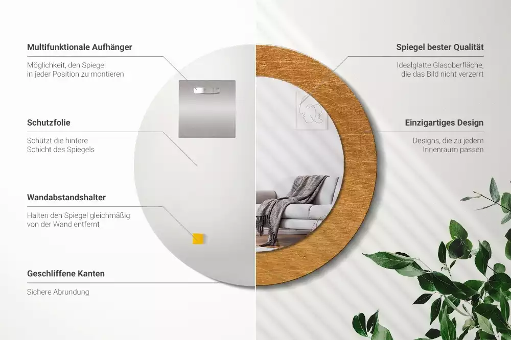 Kulaté zrcadlo s potiskem Vintage půdní styl