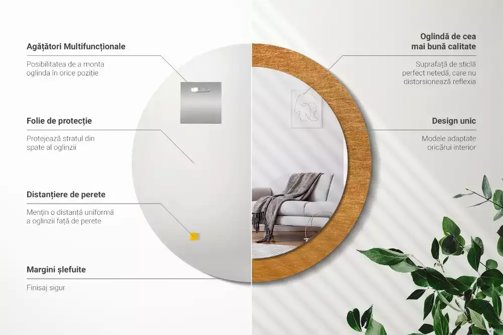 Kulaté zrcadlo s potiskem Vintage půdní styl