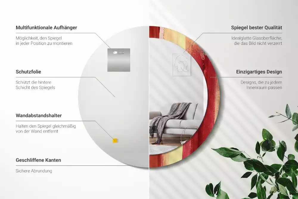 Kulaté zrcadlo s potiskem Abstraktní malba