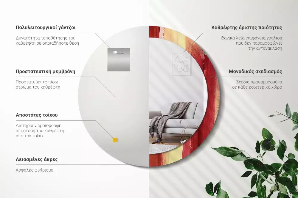 Kulaté zrcadlo s potiskem Abstraktní malba