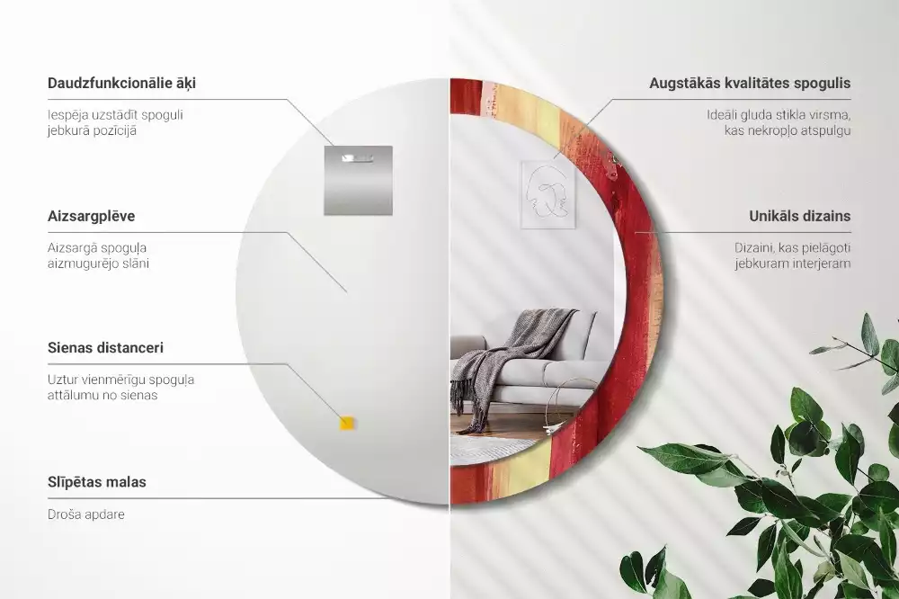 Kulaté zrcadlo s potiskem Abstraktní malba