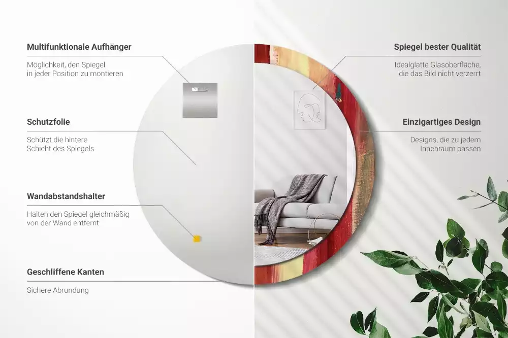 Kulaté zrcadlo s potiskem Abstraktní malba