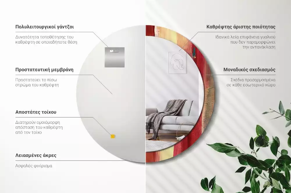 Kulaté zrcadlo s potiskem Abstraktní malba