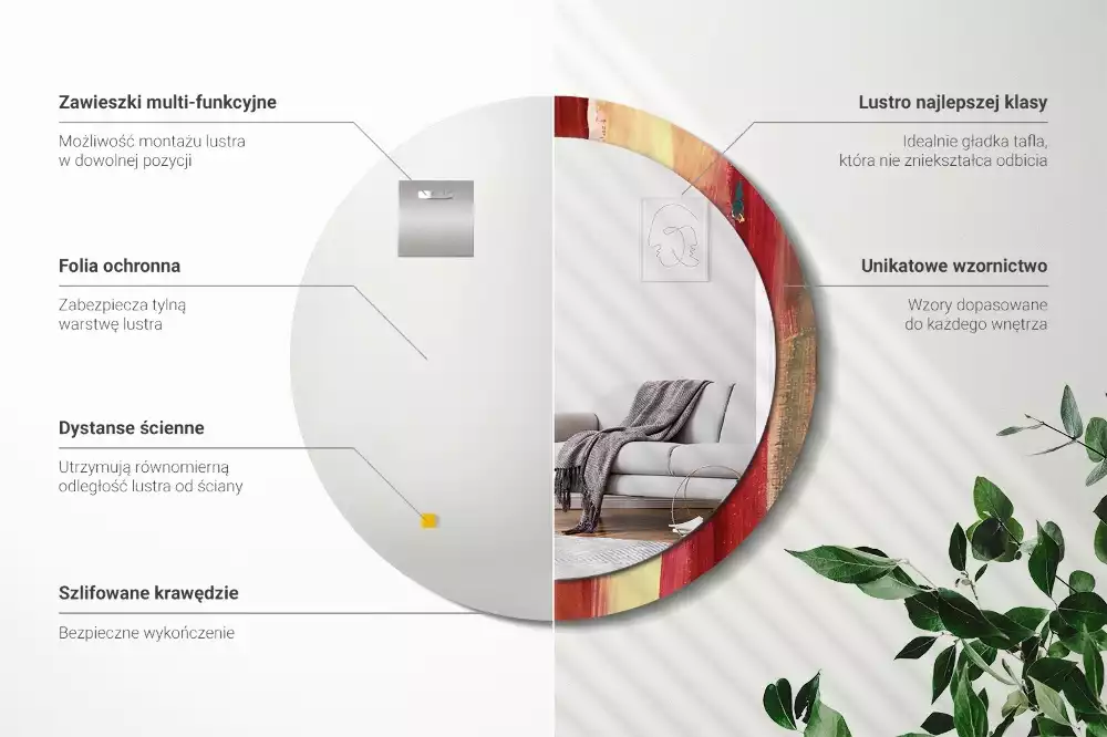 Kulaté zrcadlo s potiskem Abstraktní malba