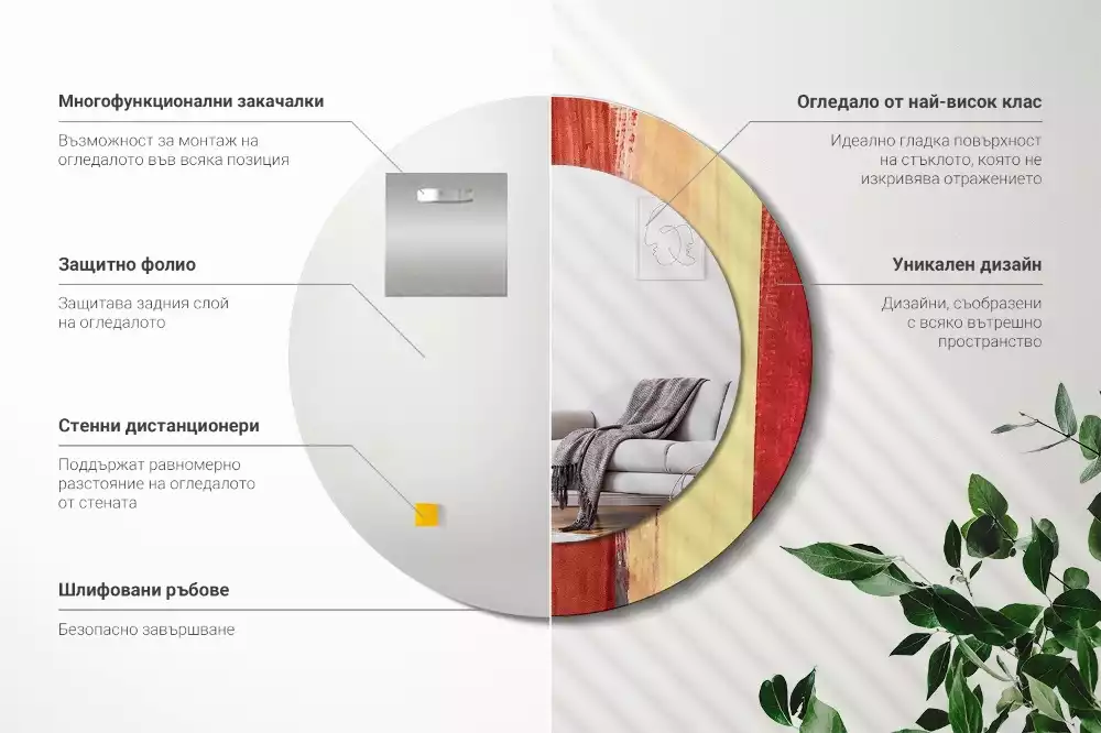 Kulaté zrcadlo s potiskem Abstraktní malba